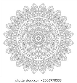 Outline Mandala for Coloring Book Page. Oriental Mandala vector. Mandala Coloring book line art vector illustration. Vector abstract mandala pattern.