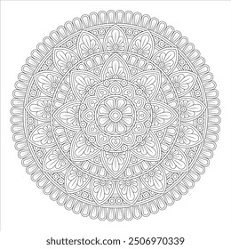 Outline Mandala for Coloring Book Page. Oriental Mandala vector. Mandala Coloring book line art vector illustration. Vector abstract mandala pattern.