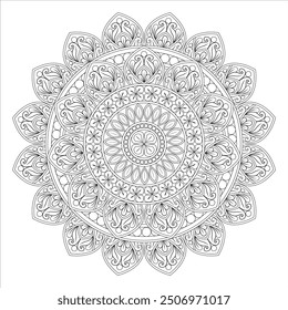 Outline Mandala for Coloring Book Page. Oriental Mandala vector. Mandala Coloring book line art vector illustration. Vector abstract mandala pattern.
