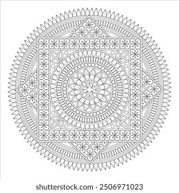 Outline Mandala for Coloring Book Page. Oriental Mandala vector. Mandala Coloring book line art vector illustration. Vector abstract mandala pattern.