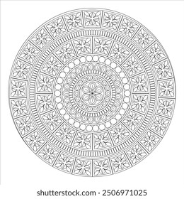 Esquema Mandala para colorear página de libro. Vector Mandala Oriental. Mandala Colorear libro línea de arte de Ilustración vectorial. Patrón de mandala abstracto de Vector.