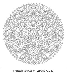 Outline Mandala for Coloring Book Page. Oriental Mandala vector. Mandala Coloring book line art vector illustration. Vector abstract mandala pattern.