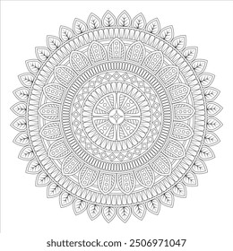 Outline Mandala for Coloring Book Page. Oriental Mandala vector. Mandala Coloring book line art vector illustration. Vector abstract mandala pattern.