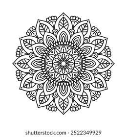 Contorno Mandala para Colorir Página do Livro. Vetor Mandala Oriental. Mandala Colorir livro ilustração vetor de arte de linha. Padrão de mandala abstrato vetorial. Livro desenhado à mão doodle mandalas colorir.