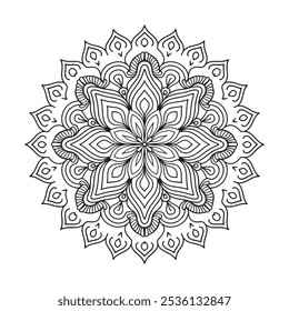 Outline Mandala for Coloring Book Page. Oriental Mandala vector. Mandala Coloring book line art vector illustration. Vector abstract mandala pattern. Hand drawn doodle mandalas coloring book.