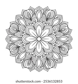 Outline Mandala for Coloring Book Page. Oriental Mandala vector. Mandala Coloring book line art vector illustration. Vector abstract mandala pattern. Hand drawn doodle mandalas coloring book.