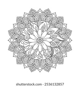 Outline Mandala for Coloring Book Page. Oriental Mandala vector. Mandala Coloring book line art vector illustration. Vector abstract mandala pattern. Hand drawn doodle mandalas coloring book.