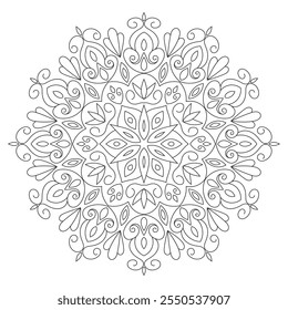 Contorno Mandala para Colorir Página do Livro. Vetor Mandala Oriental. Simples Mandala Coloração livro linha arte vetor ilustração. Padrão de mandala abstrato vetorial, quadro redondo