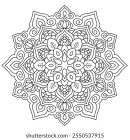 Outline Mandala for Coloring Book Page. Oriental Mandala vector. Simple Mandala Coloring book line art vector illustration. Vector abstract mandala pattern, round frame