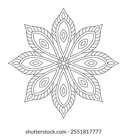 Contorno Mandala para colorir página do livro, arquivo vetorial, arte de parede, arte mandala simples, Design para um papel de parede Camisa de pintura e azulejo Projeto adesivo, arquivo vetorial