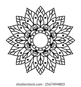 Outline Mandala for Coloring Book Page. Oriental Mandala vector. Mandala Coloring book line art. Vector abstract mandala pattern