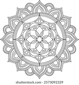 Outline Mandala for Coloring Book Page. Oriental Mandala vector. Mandala Coloring book line art vector illustration. Vector abstract mandala pattern. Hand drawn doodle mandalas coloring book.
