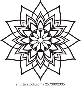 Outline Mandala for Coloring Book Page. Oriental Mandala vector. Mandala Coloring book line art vector illustration. Vector abstract mandala pattern. Hand drawn doodle mandalas coloring book.
