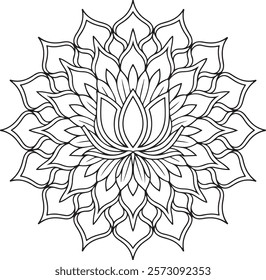 Outline Mandala for Coloring Book Page. Oriental Mandala vector. Mandala Coloring book line art vector illustration. Vector abstract mandala pattern. Hand drawn doodle mandalas coloring book.
