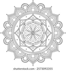 Outline Mandala for Coloring Book Page. Oriental Mandala vector. Mandala Coloring book line art vector illustration. Vector abstract mandala pattern. Hand drawn doodle mandalas coloring book.

