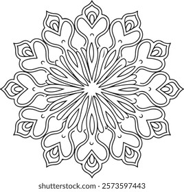 Outline Mandala for Coloring Book Page. Easy Oriental Mandala vector. Mandala Coloring book line art vector illustration. Vector abstract