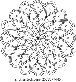 Outline Mandala for Coloring Book Page. Easy Oriental Mandala vector. Mandala Coloring book line art vector illustration. Vector abstract