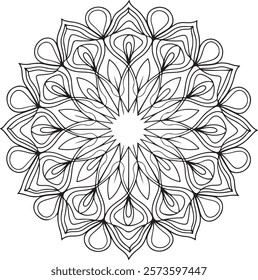 Outline Mandala for Coloring Book Page. Easy Oriental Mandala vector. Mandala Coloring book line art vector illustration. Vector abstract