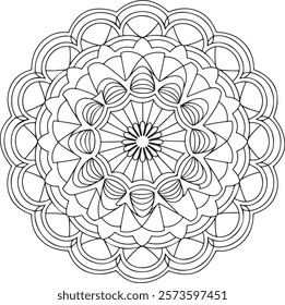 Outline Mandala for Coloring Book Page. Easy Oriental Mandala vector. Mandala Coloring book line art vector illustration. Vector abstract