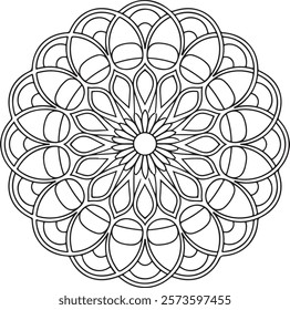 Outline Mandala for Coloring Book Page. Easy Oriental Mandala vector. Mandala Coloring book line art vector illustration. Vector abstract