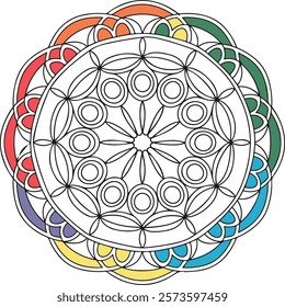 Outline Mandala for Coloring Book Page. Easy Oriental Mandala vector. Mandala Coloring book line art vector illustration. Vector abstract