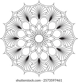 Outline Mandala for Coloring Book Page. Easy Oriental Mandala vector. Mandala Coloring book line art vector illustration. Vector abstract