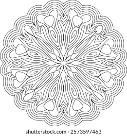 Outline Mandala for Coloring Book Page. Easy Oriental Mandala vector. Mandala Coloring book line art vector illustration. Vector abstract