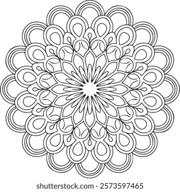 Outline Mandala for Coloring Book Page. Easy Oriental Mandala vector. Mandala Coloring book line art vector illustration. Vector abstract