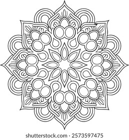 Outline Mandala for Coloring Book Page. Easy Oriental Mandala vector. Mandala Coloring book line art vector illustration. Vector abstract