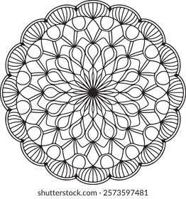 Outline Mandala for Coloring Book Page. Easy Oriental Mandala vector. Mandala Coloring book line art vector illustration. Vector abstract