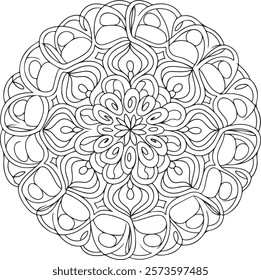 Outline Mandala for Coloring Book Page. Easy Oriental Mandala vector. Mandala Coloring book line art vector illustration. Vector abstract