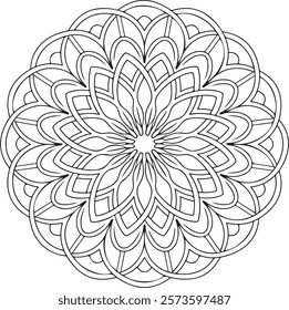 Outline Mandala for Coloring Book Page. Easy Oriental Mandala vector. Mandala Coloring book line art vector illustration. Vector abstract