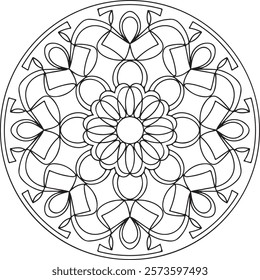 Outline Mandala for Coloring Book Page. Easy Oriental Mandala vector. Mandala Coloring book line art vector illustration. Vector abstract