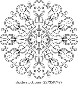 Outline Mandala for Coloring Book Page. Easy Oriental Mandala vector. Mandala Coloring book line art vector illustration. Vector abstract