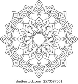 Outline Mandala for Coloring Book Page. Easy Oriental Mandala vector. Mandala Coloring book line art vector illustration. Vector abstract