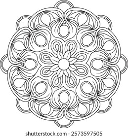 Outline Mandala for Coloring Book Page. Easy Oriental Mandala vector. Mandala Coloring book line art vector illustration. Vector abstract