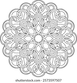 Outline Mandala for Coloring Book Page. Easy Oriental Mandala vector. Mandala Coloring book line art vector illustration. Vector abstract