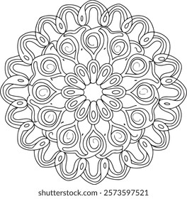 Outline Mandala for Coloring Book Page. Easy Oriental Mandala vector. Mandala Coloring book line art vector illustration. Vector abstract