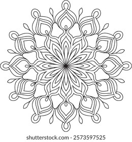 Outline Mandala for Coloring Book Page. Easy Oriental Mandala vector. Mandala Coloring book line art vector illustration. Vector abstract