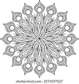 Outline Mandala for Coloring Book Page. Easy Oriental Mandala vector. Mandala Coloring book line art vector illustration. Vector abstract