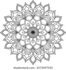 Outline Mandala for Coloring Book Page. Easy Oriental Mandala vector. Mandala Coloring book line art vector illustration. Vector abstract