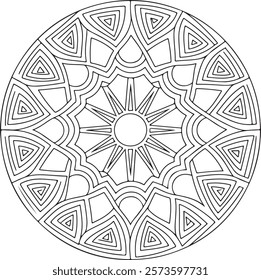 Outline Mandala for Coloring Book Page. Easy Oriental Mandala vector. Mandala Coloring book line art vector illustration. Vector abstract