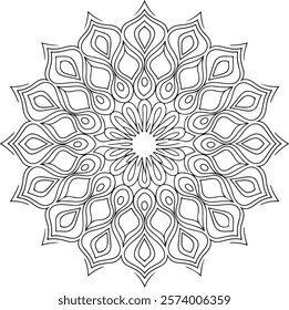 Outline Mandala for Coloring Book Page. Oriental Mandala vector. Mandala Coloring book line art vector illustration. Vector abstract mandala pattern.
