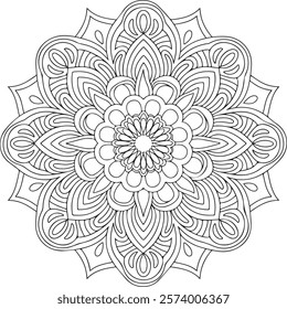 Outline Mandala for Coloring Book Page. Oriental Mandala vector. Mandala Coloring book line art vector illustration. Vector abstract mandala pattern.
