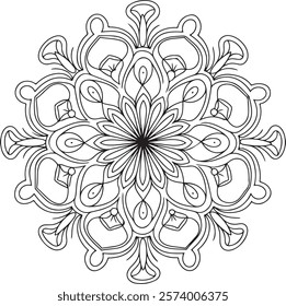 Outline Mandala for Coloring Book Page. Oriental Mandala vector. Mandala Coloring book line art vector illustration. Vector abstract mandala pattern.
