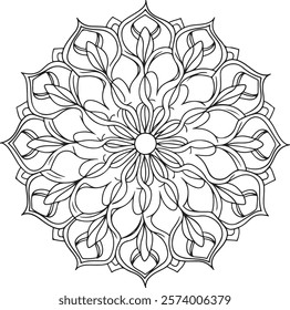 Outline Mandala for Coloring Book Page. Oriental Mandala vector. Mandala Coloring book line art vector illustration. Vector abstract mandala pattern.
