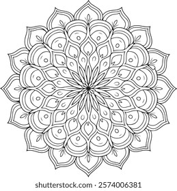 Outline Mandala for Coloring Book Page. Oriental Mandala vector. Mandala Coloring book line art vector illustration. Vector abstract mandala pattern.
