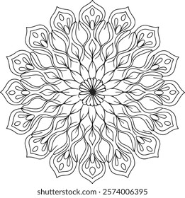 Outline Mandala for Coloring Book Page. Oriental Mandala vector. Mandala Coloring book line art vector illustration. Vector abstract mandala pattern.
