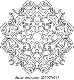 Outline Mandala for Coloring Book Page. Oriental Mandala vector. Mandala Coloring book line art vector illustration. Vector abstract mandala pattern.
