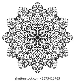 Outline Mandala for Coloring Book Page. Oriental Mandala vector. Mandala Coloring book line art vector illustration. Vector abstract mandala pattern.